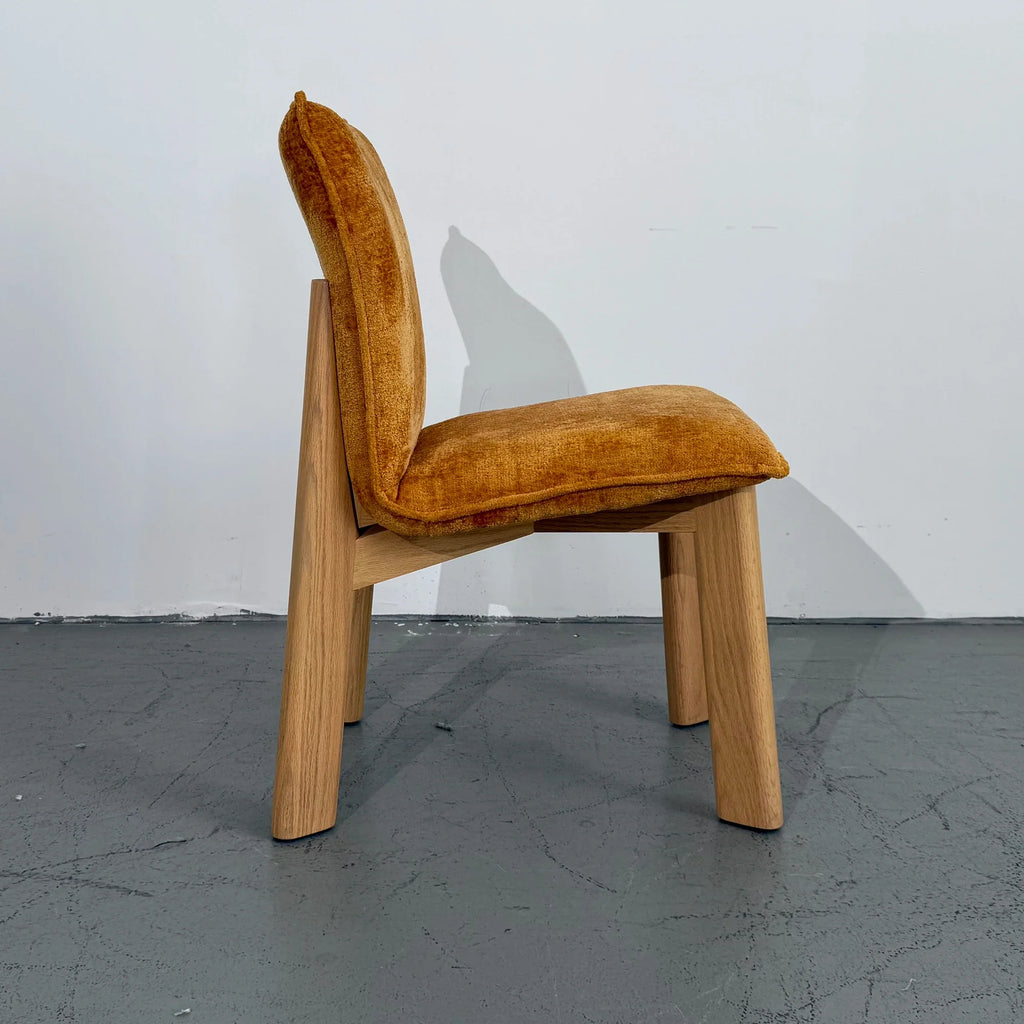 Modern Oak Wood Velvet Upholstered Armless Dining Chair for Elegant Homes