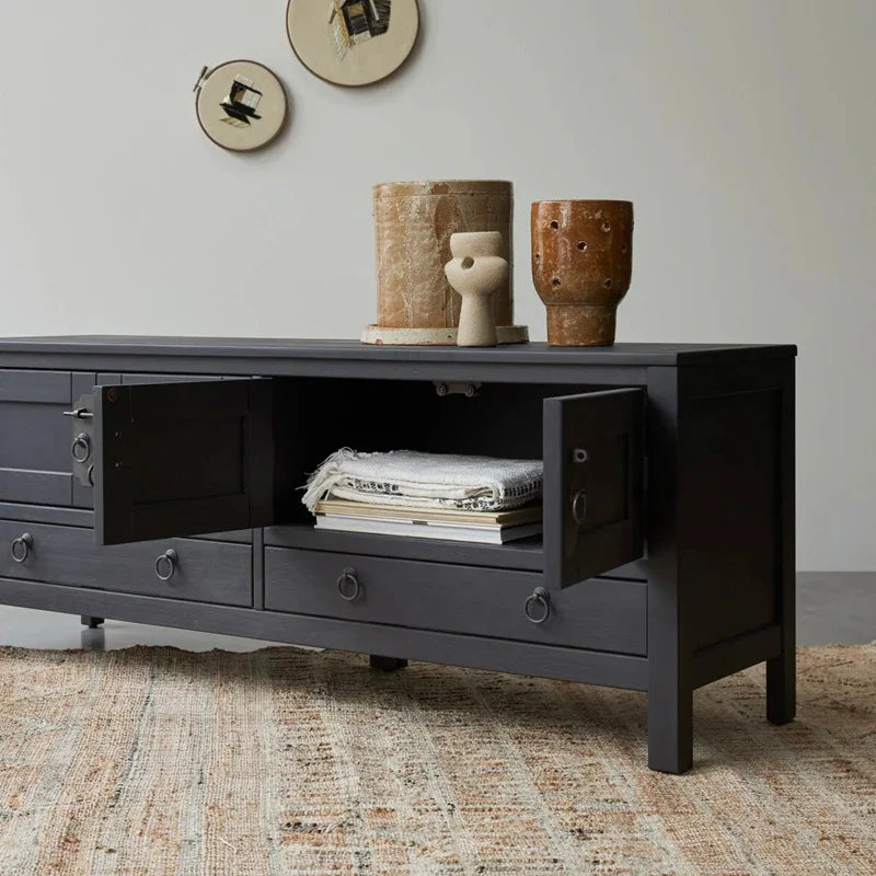 Modern Black Oak Sideboard Cabinet: Nordic Design Storage for Living Room