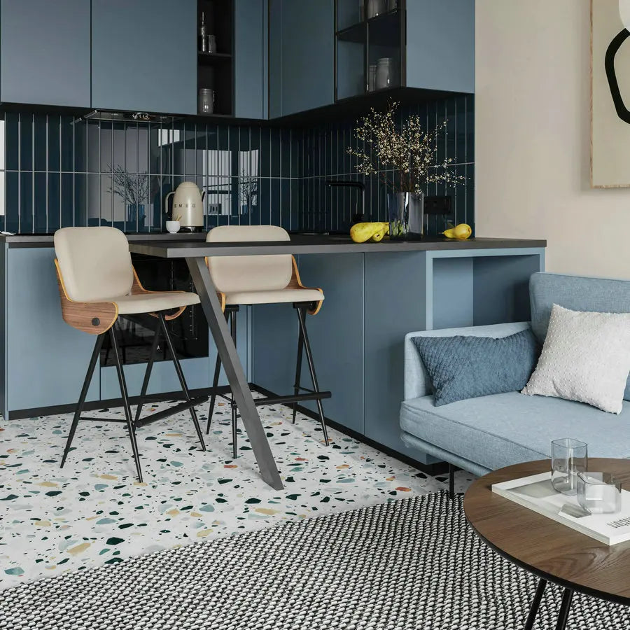 Modern Velvet Upholstered Metal Industrial Bar Stool for Kitchen