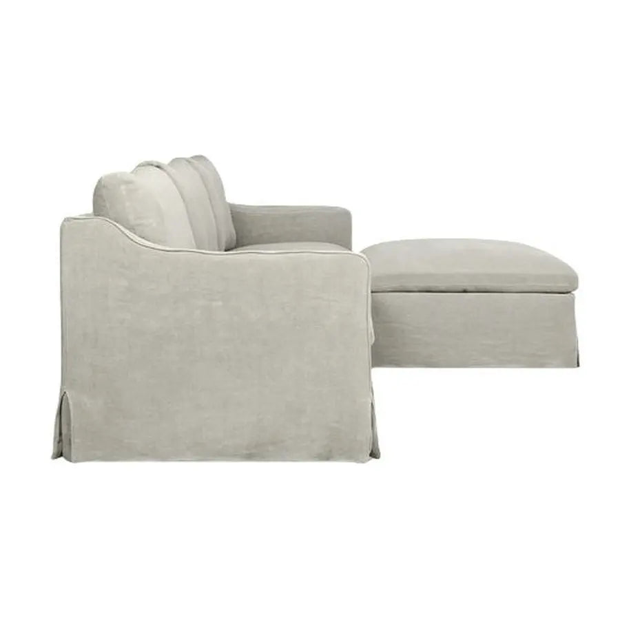 Modern Large I-Shape Cloud Couch Grey Linen Modular Sectional Sleeper Sofa
