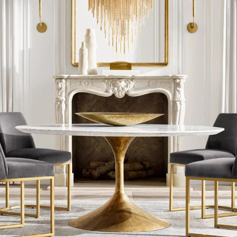 Luxury Customizable Round Marble Dining Table for Modern Home & Hotel