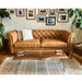 Elegant Cognac Tan Tufted Leather Chesterfield Sectional Sofa for Home