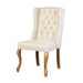 Luxurious French Wingback Linen Tufted Dining Chair, Solid Oak Frame