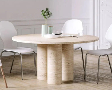 Elegant Natural Travertine Round Coffee Table – Modern Living Room Centerpiece