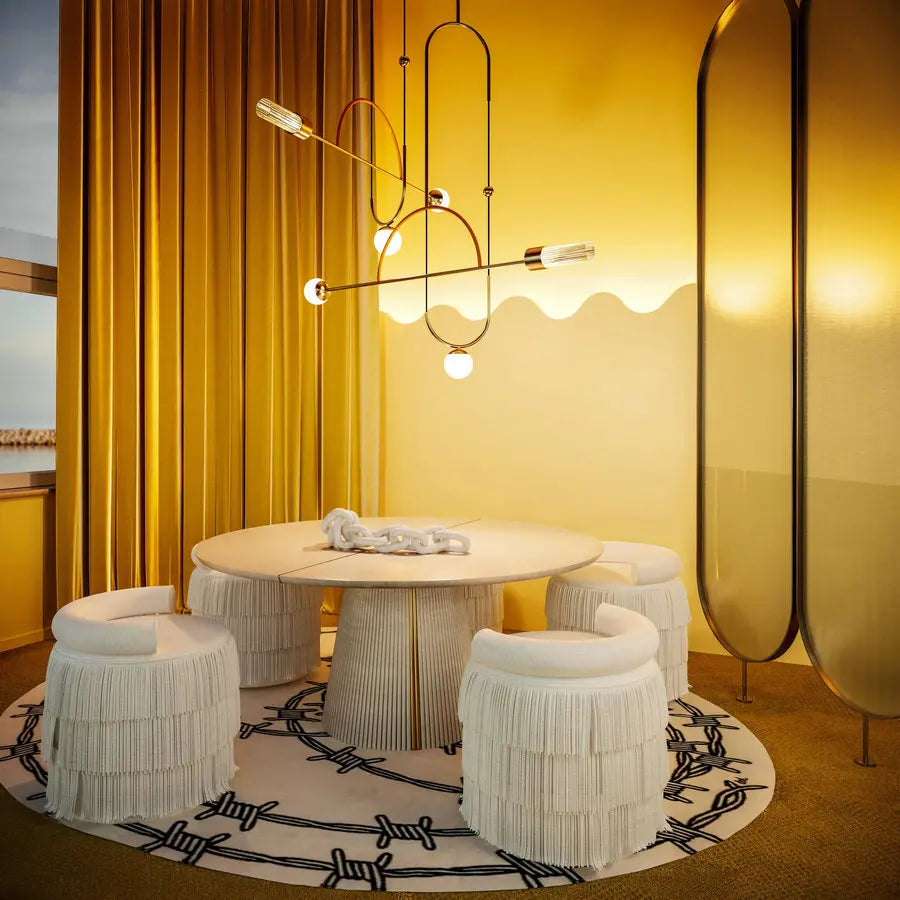 Modern Round Suede Fringe Ottoman Velvet Tassel Pouf Stool Living Room