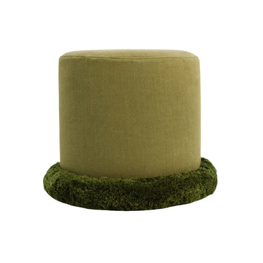 Chic Velvet Round Ottoman Bench with Fringe Tassels, Modern Wood Pouf Chair