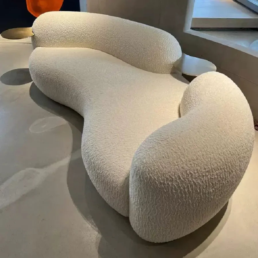 Elegant Nordic Curved Boucle Fabric Sofa: Luxurious Living Room Couch