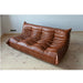 Luxury Modern Vintage 3-Seater Genuine Brown Leather Modular Living Room Sofa