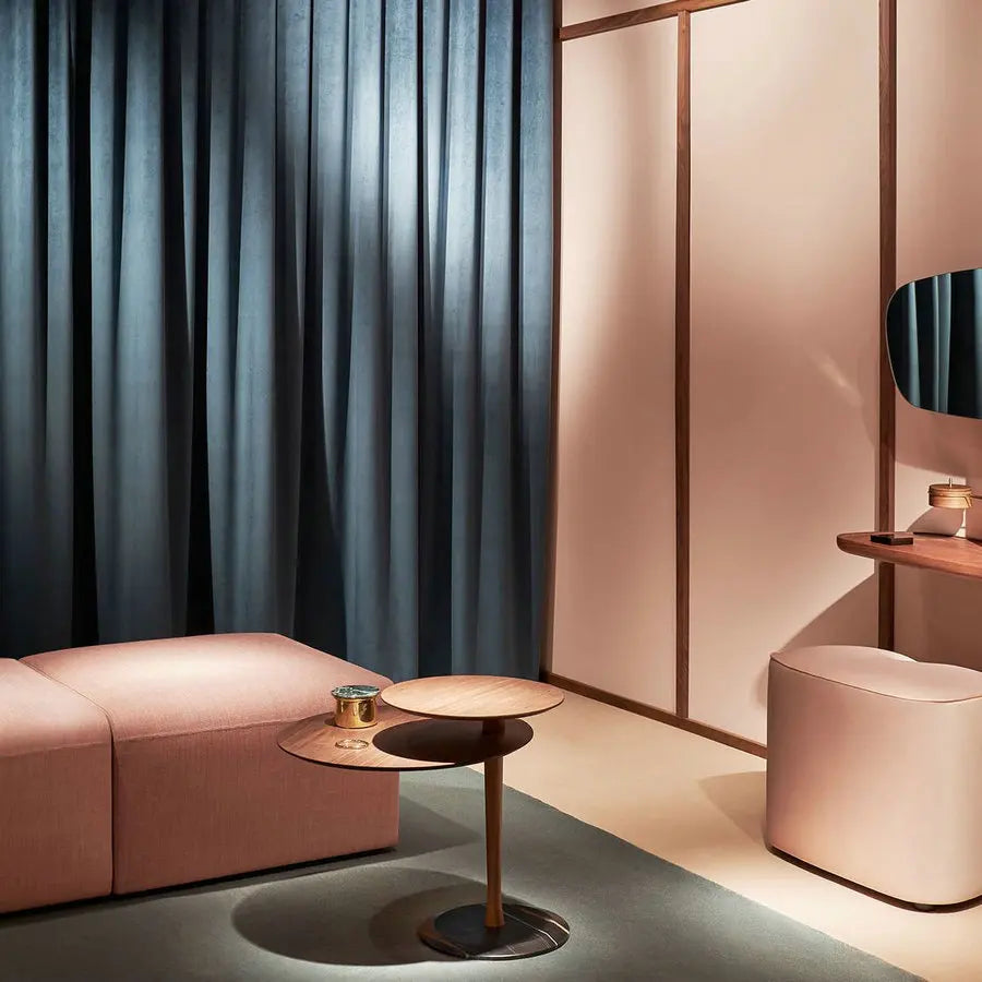 Modern Walnut Side Table with Emperador Marble Top for Living Room