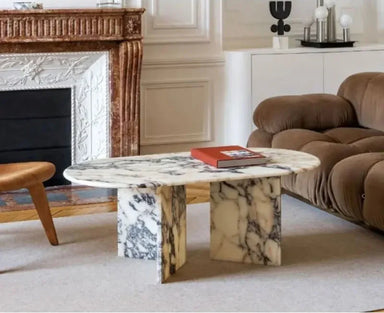 Luxury Calacatta Viola Natural Marble Round Stone Coffee Table