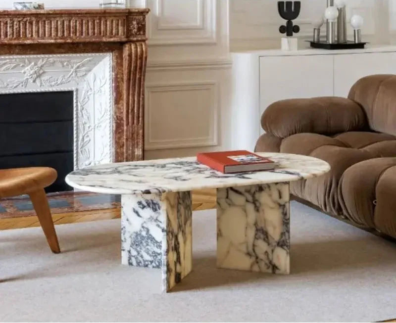 Luxury Calacatta Viola Natural Marble Round Stone Coffee Table