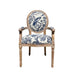 Elegant French Louis Arm Chair: Linen Upholstered, Solid Oak Wood, Antique Style