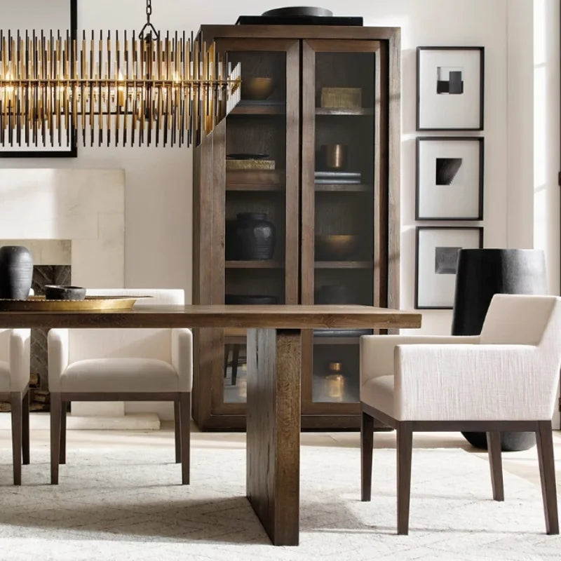 Premium Solid Wood Square Dining Table - Customizable American Style Home Furniture
