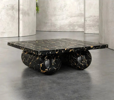 Elegant Waterproof Natural Black Marble Rectangle Coffee Table for Living Room