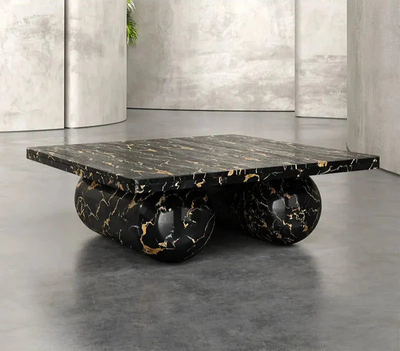 Elegant Waterproof Natural Black Marble Rectangle Coffee Table for Living Room