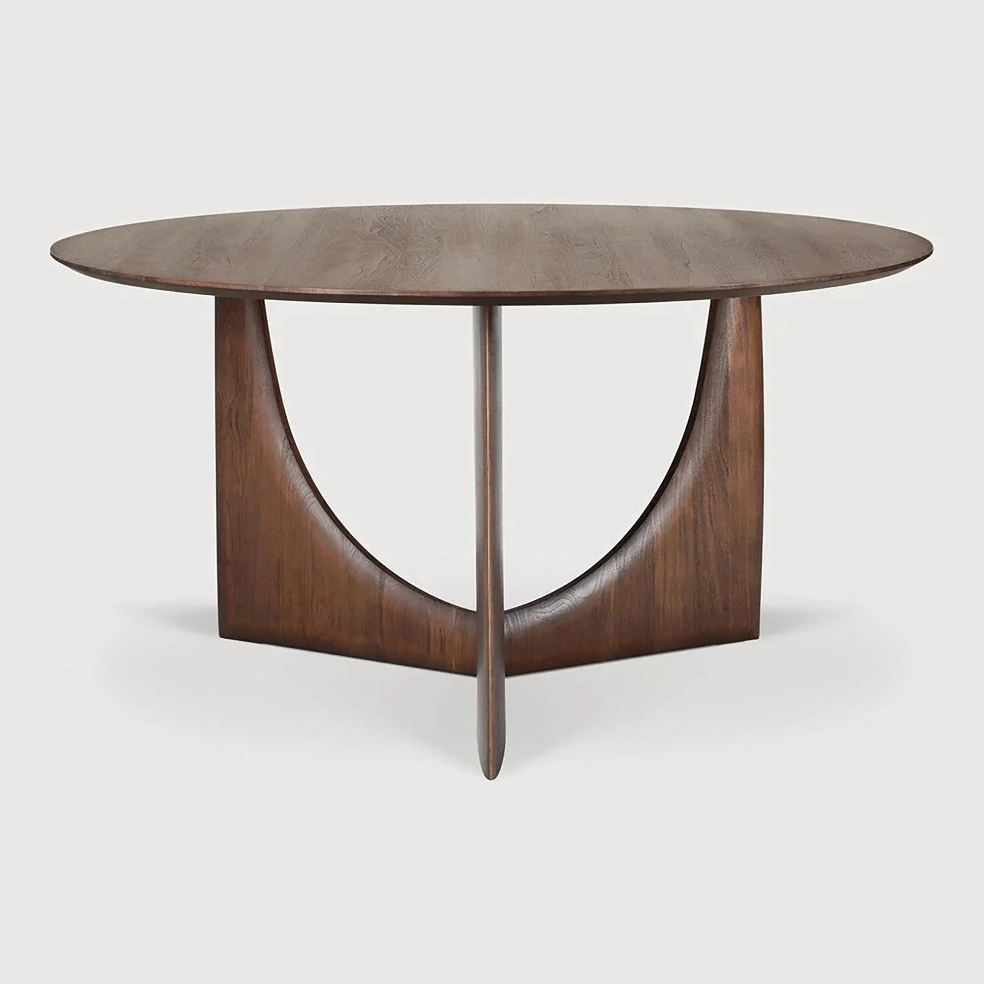 Stunning 59.5'' Solid Oak Round Dining Table, Geometric Crossed Arch Base