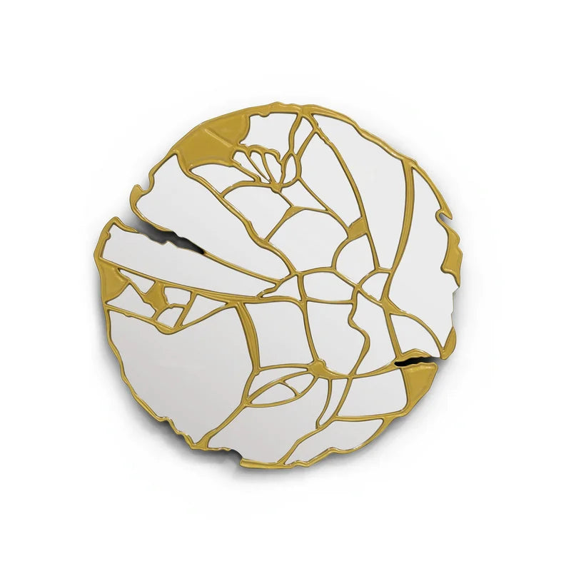 Elegant Italian Light Luxury Round Bronze Accent Decorative Wall Mirror