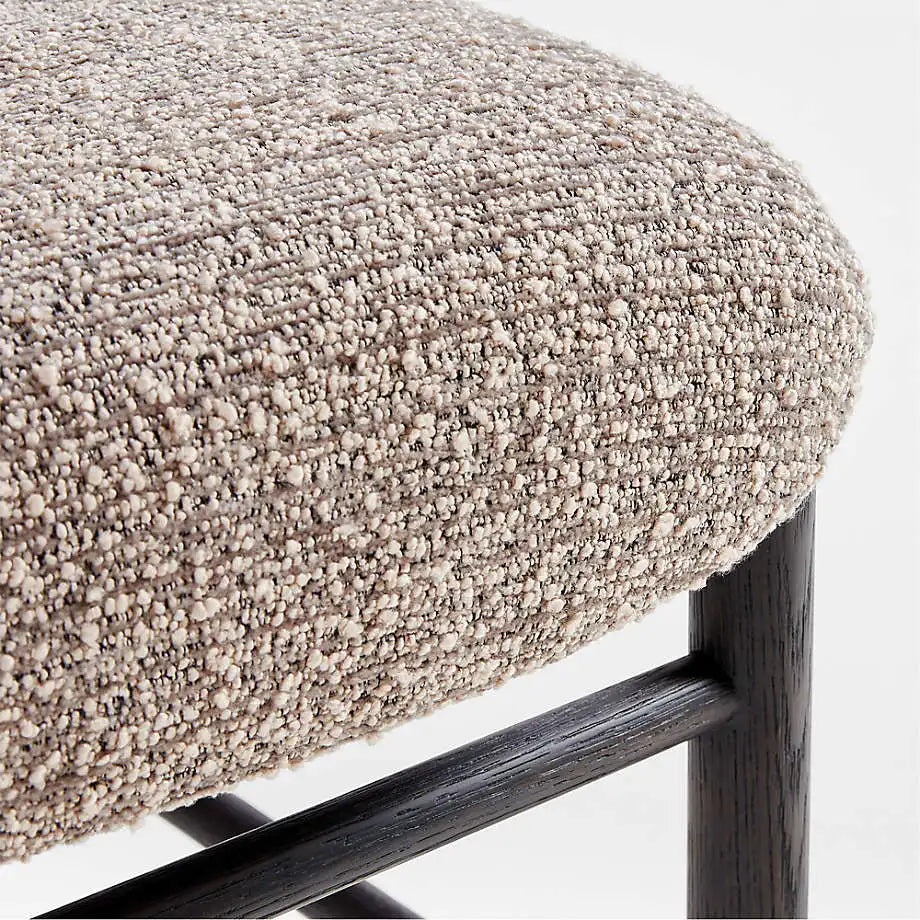 Luxurious Black Oak Gray Boucle Upholstered Modern Dining Side Chair