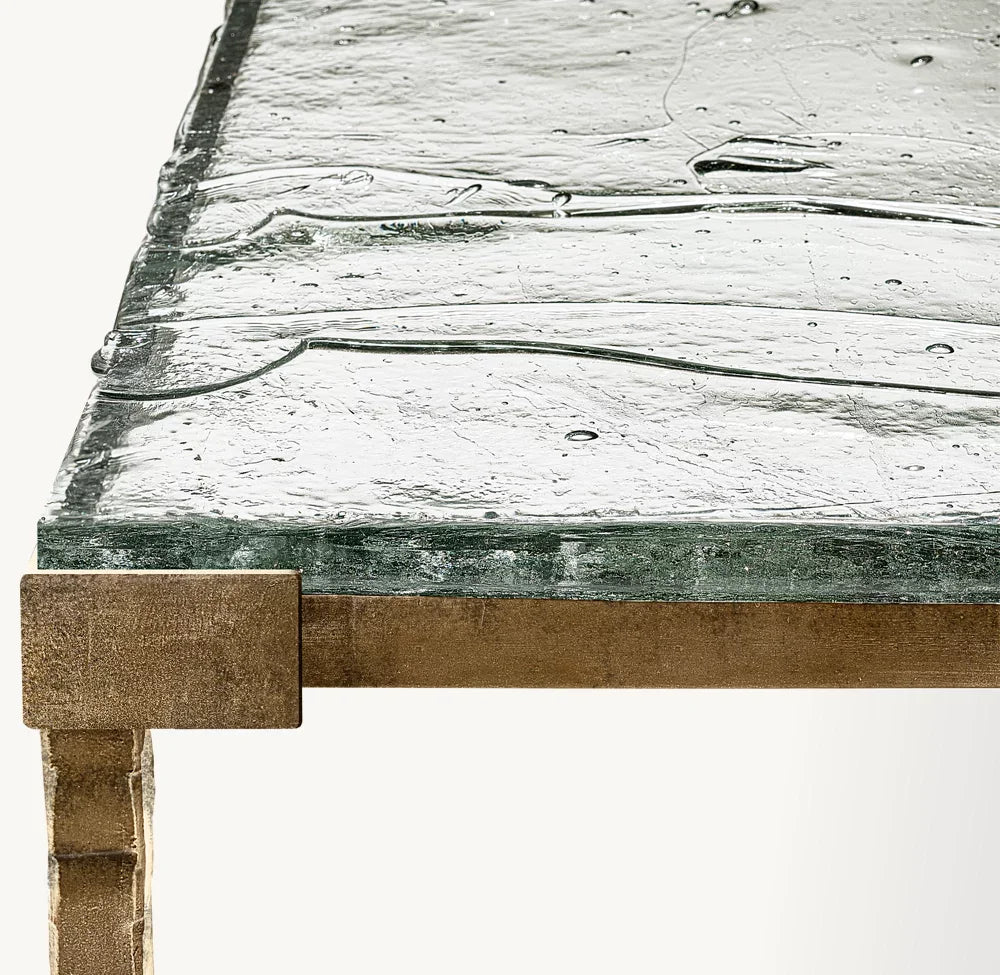 Modern Industrial Steel & Glass Console Table - Handcrafted Rectangular Entryway Furniture