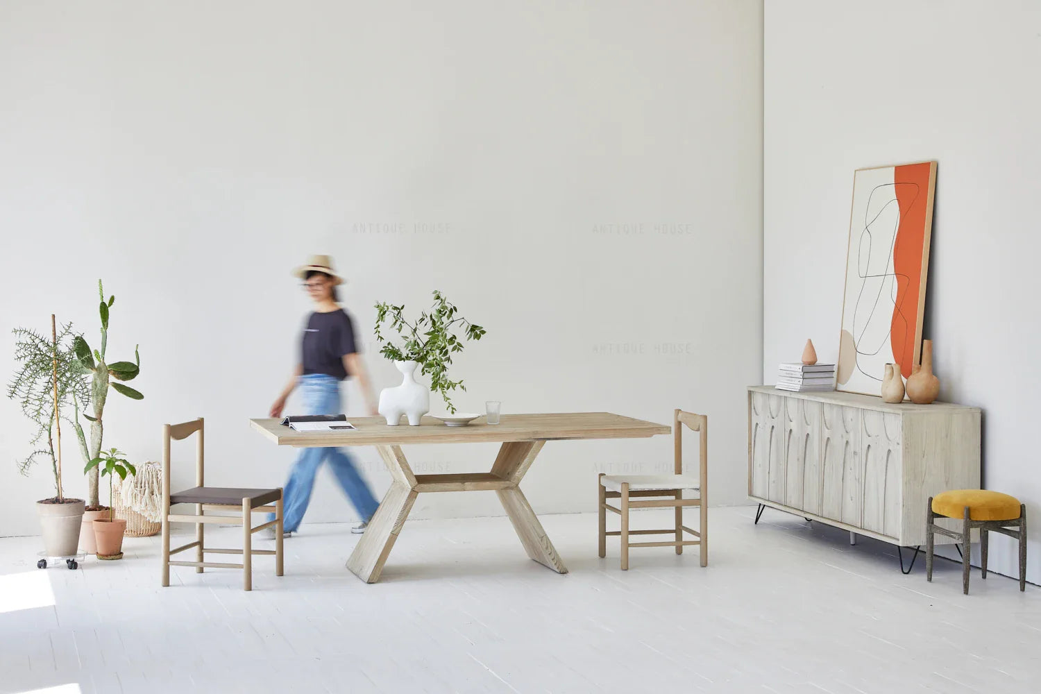 Timeless Rustic Recycled Pine Dining Table: Wabi Sabi Inspired 6-Seater Wood