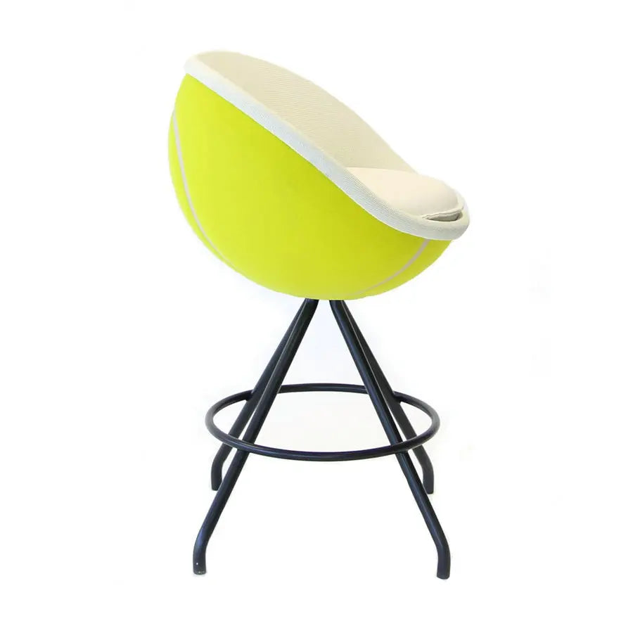 Modern Swivel Volley Tennis Ball Bar Stool with Black Metal Base