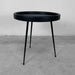 Solid Oak Round Side Table, Black Metal Legs, Living Room Accent