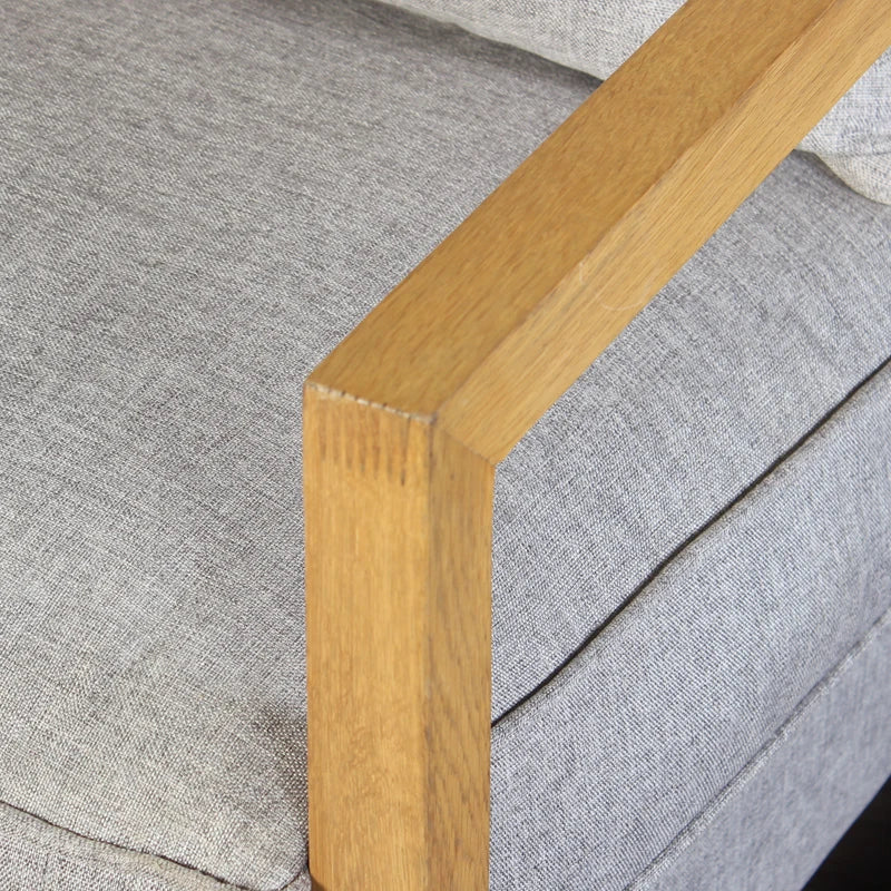 Premium Nordic Solid Oak Linen Upholstered Living Room Armchair for Comfort