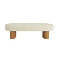 Chic Nordic White Boucle Upholstered Oak Wood Leg Ottoman Bench