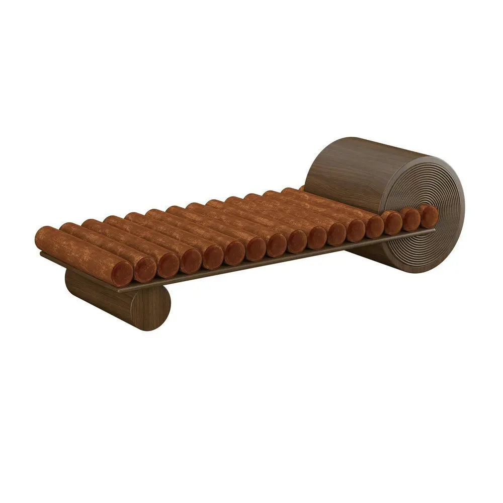 Modern Solid Wood Long Bench - Velvet & Leather Daybed Ottoman