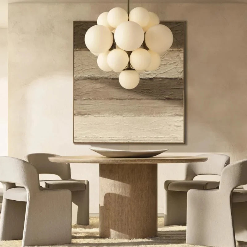 Elegant Modern Round Dining Table Durable Solid Wood Veneer Customizable Sizes