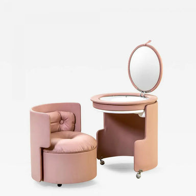 Stylish Modular Vanity Dressing Table, Mirror, Plush Stool, Convenient Storage