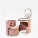 Stylish Modular Vanity Dressing Table, Mirror, Plush Stool, Convenient Storage