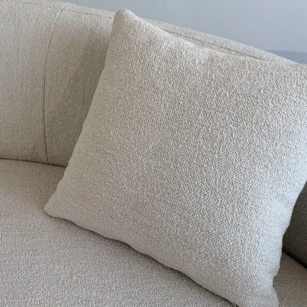 Elegant Curved White Boucle Upholstered Sofa - Modern Rounded Living Room Couch