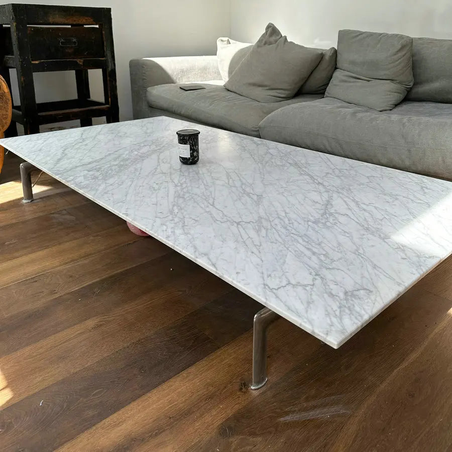 Elegant French Style Black Marble Coffee Table for Modern Living Room