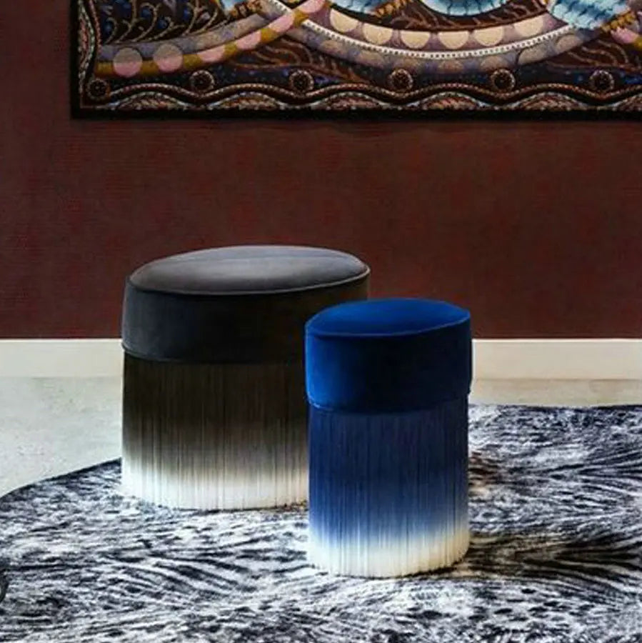 Luxury Velvet Tassel Pouf Ottoman for Living Room Vanity Stool