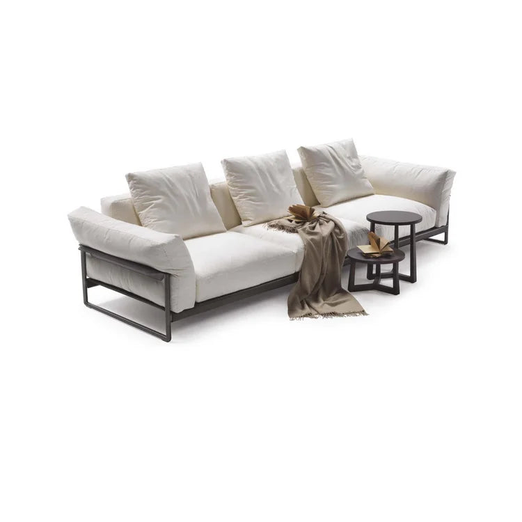 Luxurious Italian White Genuine Leather Modern 3-Seater Sectional Sofa Set