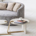 Elegant Mid-Century Round Concrete Stainless Steel Coffee Table for Living Room