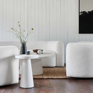 Elegant Italian Nordic Curved Boucle Sofa: Luxurious White Fabric Living Room Seating
