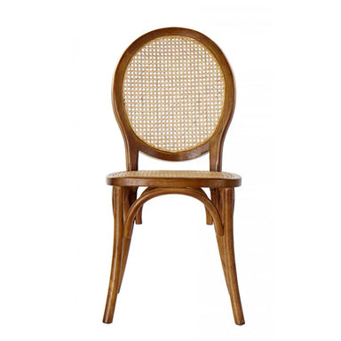 Elegant Solid Oak Wood Round Rattan Back Dining Chair for Events & Home