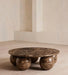Vintage Earthy Brown Natural Marble Ball Base Round Coffee Table