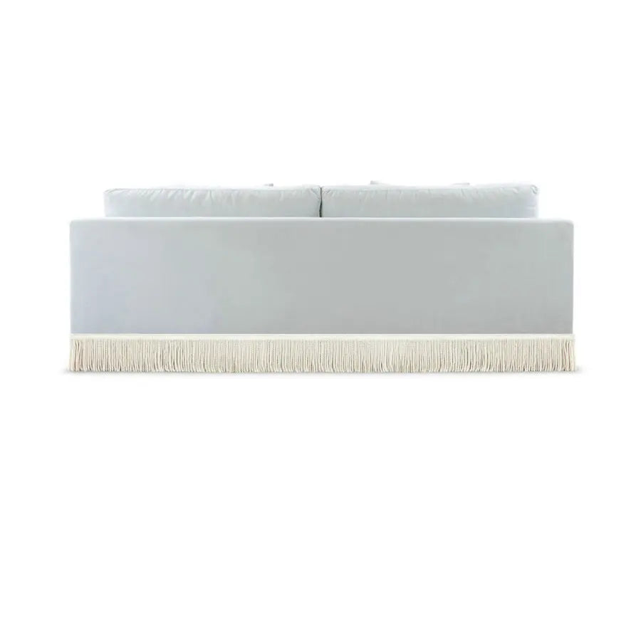 Elegant Nordic Style Velvet Down Filled Sofa with Fringes, Three-Seater Couch