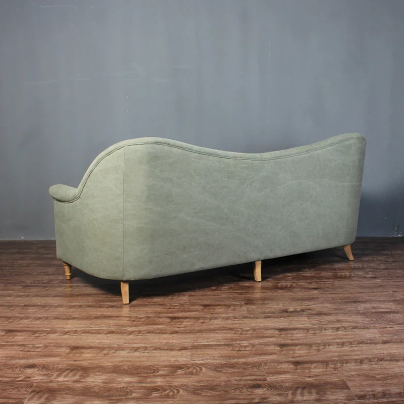 Elegant French Nordic Curved Back Sofa - Solid Oak Wood Frame, Linen Upholstery