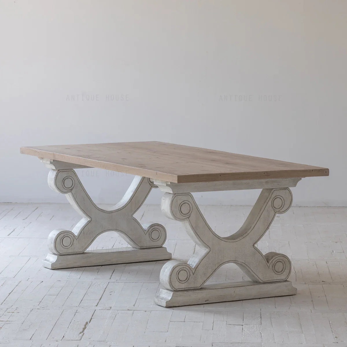 Artisan Reclaimed Solid Wood Modern Dining Table with Sculptured Elements