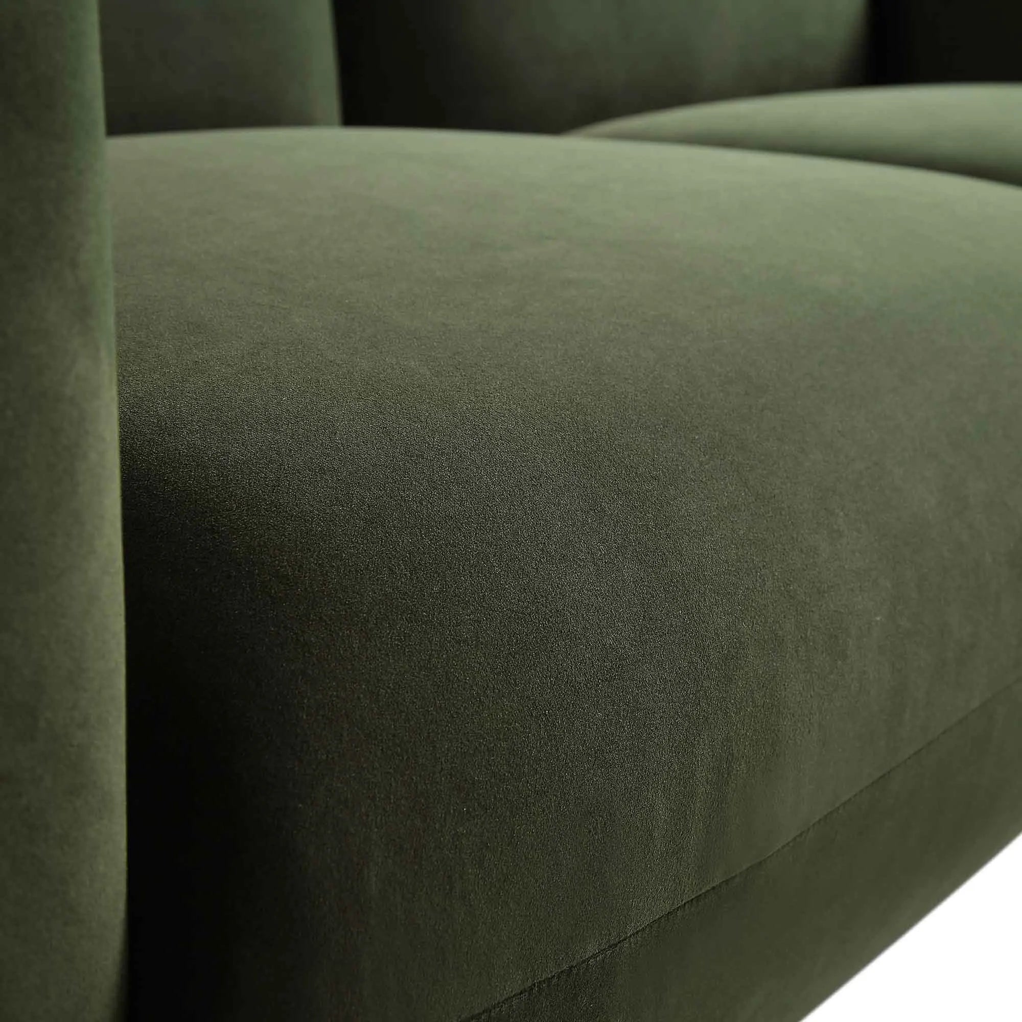 Luxurious Moss Green Velvet Three-Seater Sofa - Modern Minimalist Living Room Comfort