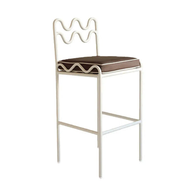 Elegant Mid-Century Modern Metal Wave Bar Stool for Kitchen & Bar