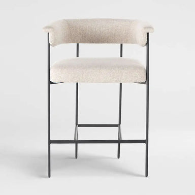 Luxury Boucle Upholstered Counter Stool, Metal Frame, Modern Bar Chair