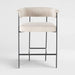 Luxury Boucle Upholstered Counter Stool, Metal Frame, Modern Bar Chair