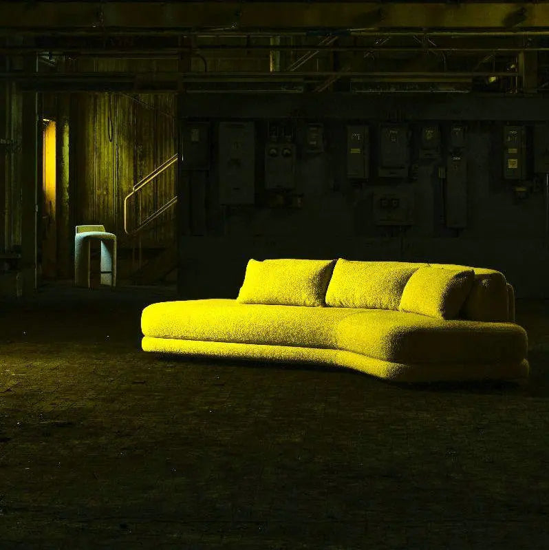 Luxury Curved Boucle Sectional Sofa with Elegant Wooden Base for Modern Living Spaces