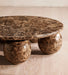 Vintage Earthy Brown Natural Marble Ball Base Round Coffee Table