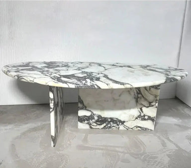 TOSTONE Elegant Natural Calacatta Viola Marble Oval Waterproof Coffee Table